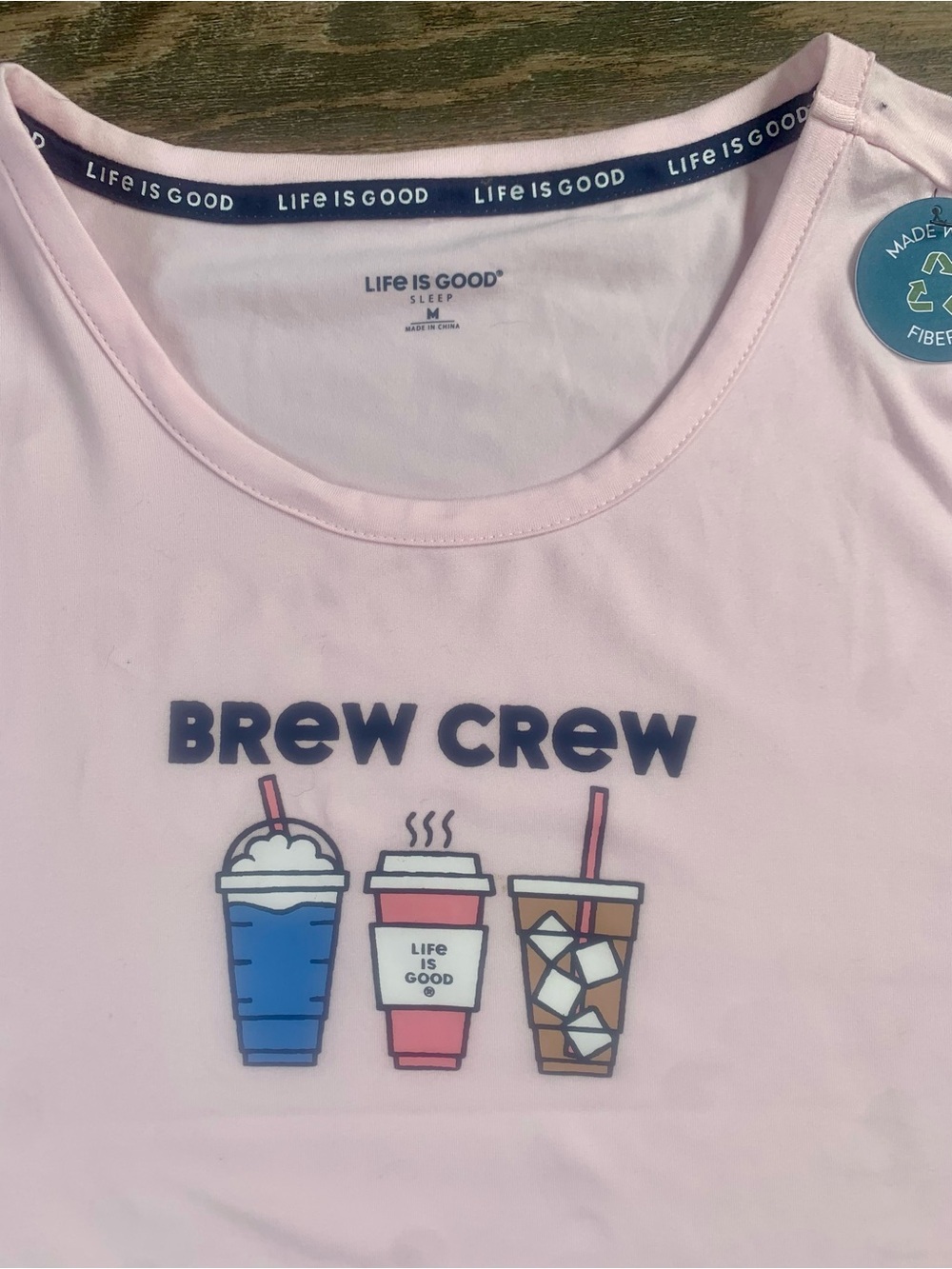 Life is Good Women’s Brew Crew" Pink Pajama Graphic Tee
